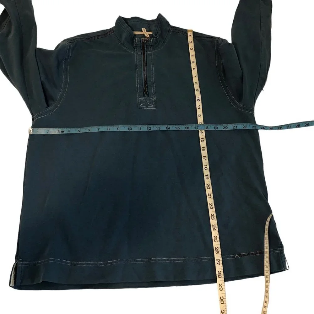 TRUE GRIT 1/4 Zip Sweater Men's Size Large Blue Long Sleeve Turtleneck